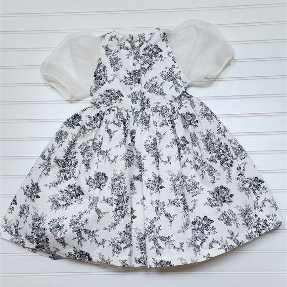 Janie and Jack Cream and Sugar Floral Toile Bow Dress - Picture 3 of 8